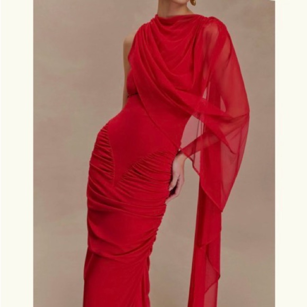 Meshki One Shoulder Red Dress